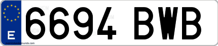 Ejemplo de matrícula de coche ordinaria 6694 BWB
