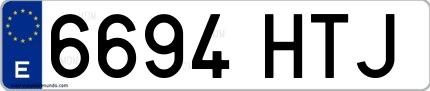 Ejemplo de matrícula española 6694 HTJ
