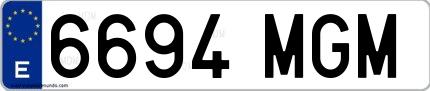 Ejemplo de matrícula española 6694 MGM