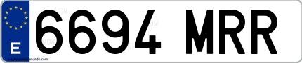 Ejemplo de matrícula española 6694 MRR