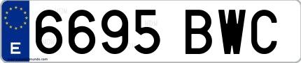 Ejemplo de matrícula española 6695 BWC