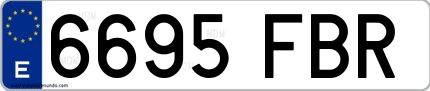 Ejemplo de matrícula española 6695 FBR