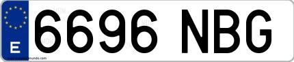 Ejemplo de matrícula española 6696 NBG