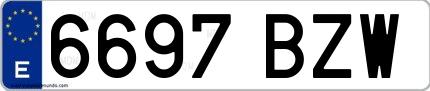Ejemplo de matrícula española 6697 BZW