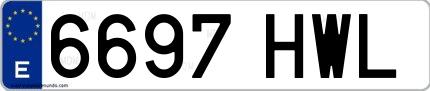 Ejemplo de matrícula española 6697 HWL