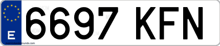 Ejemplo de matrícula de coche ordinaria 6697 KFN