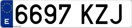 Ejemplo de matrícula española 6697 KZJ