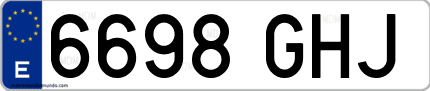 Ejemplo de matrícula de coche ordinaria 6698 GHJ