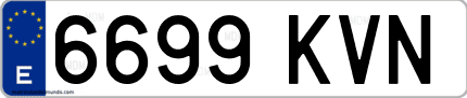 Ejemplo de matrícula de coche ordinaria 6699 KVN