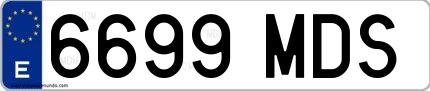 Ejemplo de matrícula española 6699 MDS