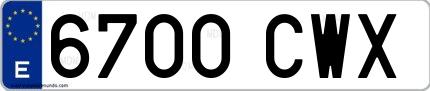 Ejemplo de matrícula española 6700 CWX