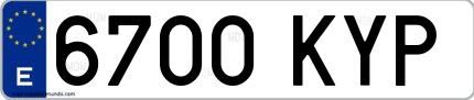 Ejemplo de matrícula española 6700 KYP