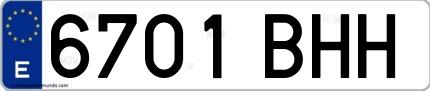 Ejemplo de matrícula española 6701 BHH