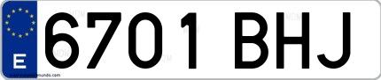 Ejemplo de matrícula española 6701 BHJ