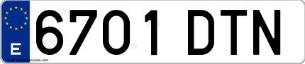 Ejemplo de matrícula española 6701 DTN