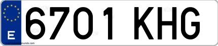 Ejemplo de matrícula española 6701 KHG