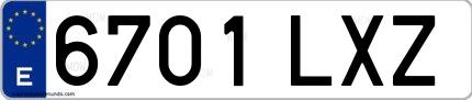 Ejemplo de matrícula española 6701 LXZ