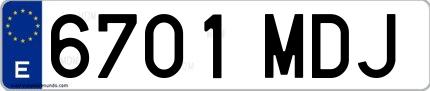 Ejemplo de matrícula española 6701 MDJ