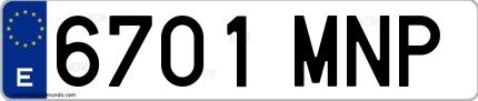 Ejemplo de matrícula española 6701 MNP