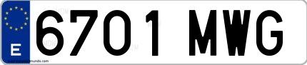 Ejemplo de matrícula española 6701 MWG