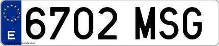 Ejemplo de matrícula española 6702 MSG