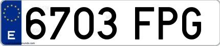 Ejemplo de matrícula española 6703 FPG