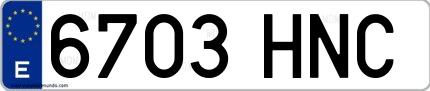 Ejemplo de matrícula española 6703 HNC