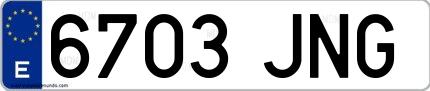 Ejemplo de matrícula española 6703 JNG