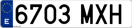 Ejemplo de matrícula de coche ordinaria 6703 MXH