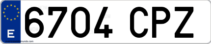 Ejemplo de matrícula de coche ordinaria 6704 CPZ