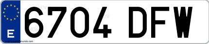 Ejemplo de matrícula española 6704 DFW