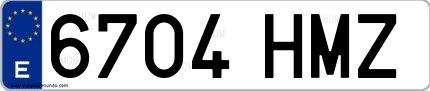 Ejemplo de matrícula española 6704 HMZ
