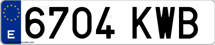 Ejemplo de matrícula de coche ordinaria 6704 KWB