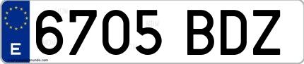 Ejemplo de matrícula española 6705 BDZ