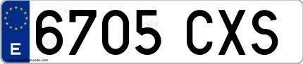 Ejemplo de matrícula española 6705 CXS