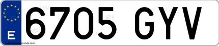 Ejemplo de matrícula española 6705 GYV