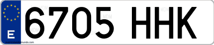 Ejemplo de matrícula de coche ordinaria 6705 HHK