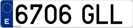 Ejemplo de matrícula de coche ordinaria 6706 GLL