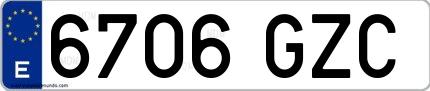 Ejemplo de matrícula española 6706 GZC