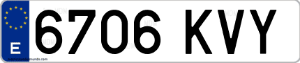 Ejemplo de matrícula de coche ordinaria 6706 KVY