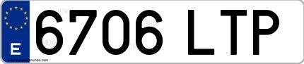Ejemplo de matrícula española 6706 LTP