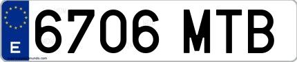 Ejemplo de matrícula española 6706 MTB