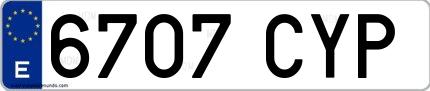 Ejemplo de matrícula española 6707 CYP