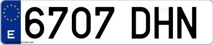 Ejemplo de matrícula española 6707 DHN
