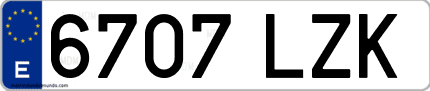 Ejemplo de matrícula de coche ordinaria 6707 LZK