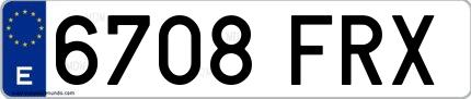 Ejemplo de matrícula española 6708 FRX