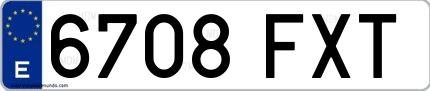 Ejemplo de matrícula española 6708 FXT