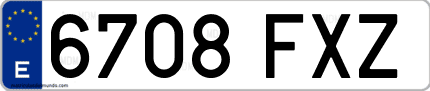 Ejemplo de matrícula de coche ordinaria 6708 FXZ