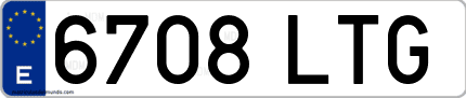 Ejemplo de matrícula de coche ordinaria 6708 LTG