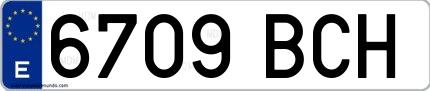 Ejemplo de matrícula española 6709 BCH
